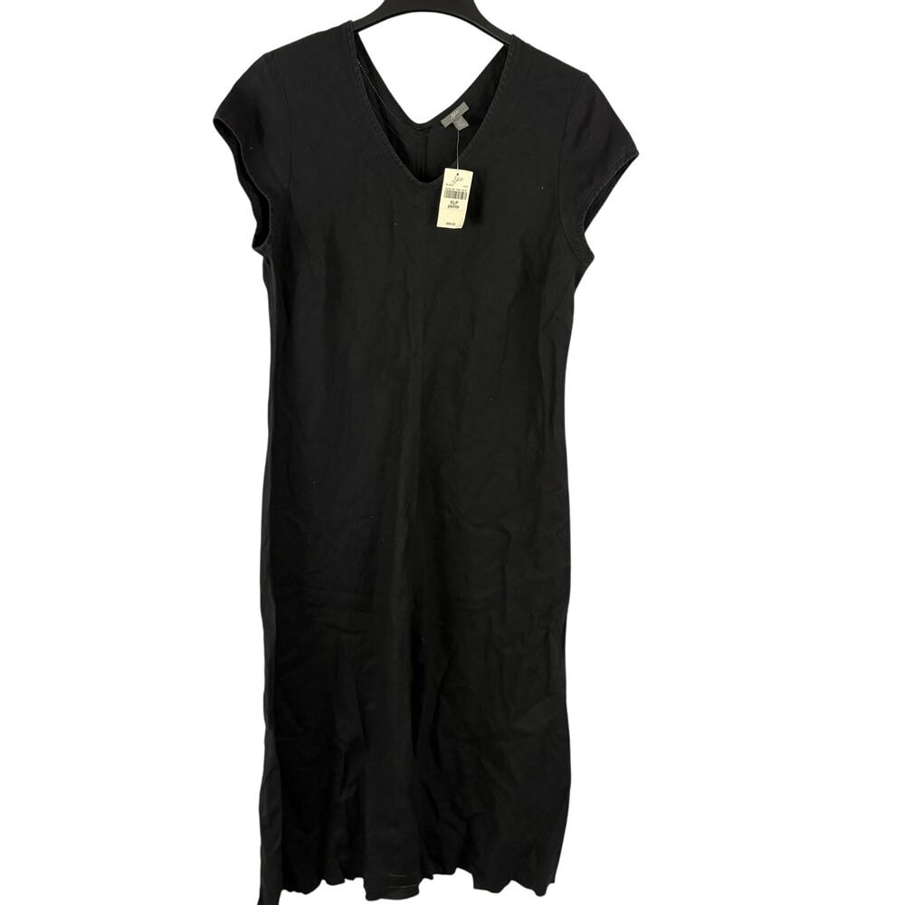 J.Jill Black Linen Short Sleeve Dress XLP NWT Lagenlook Minimalist